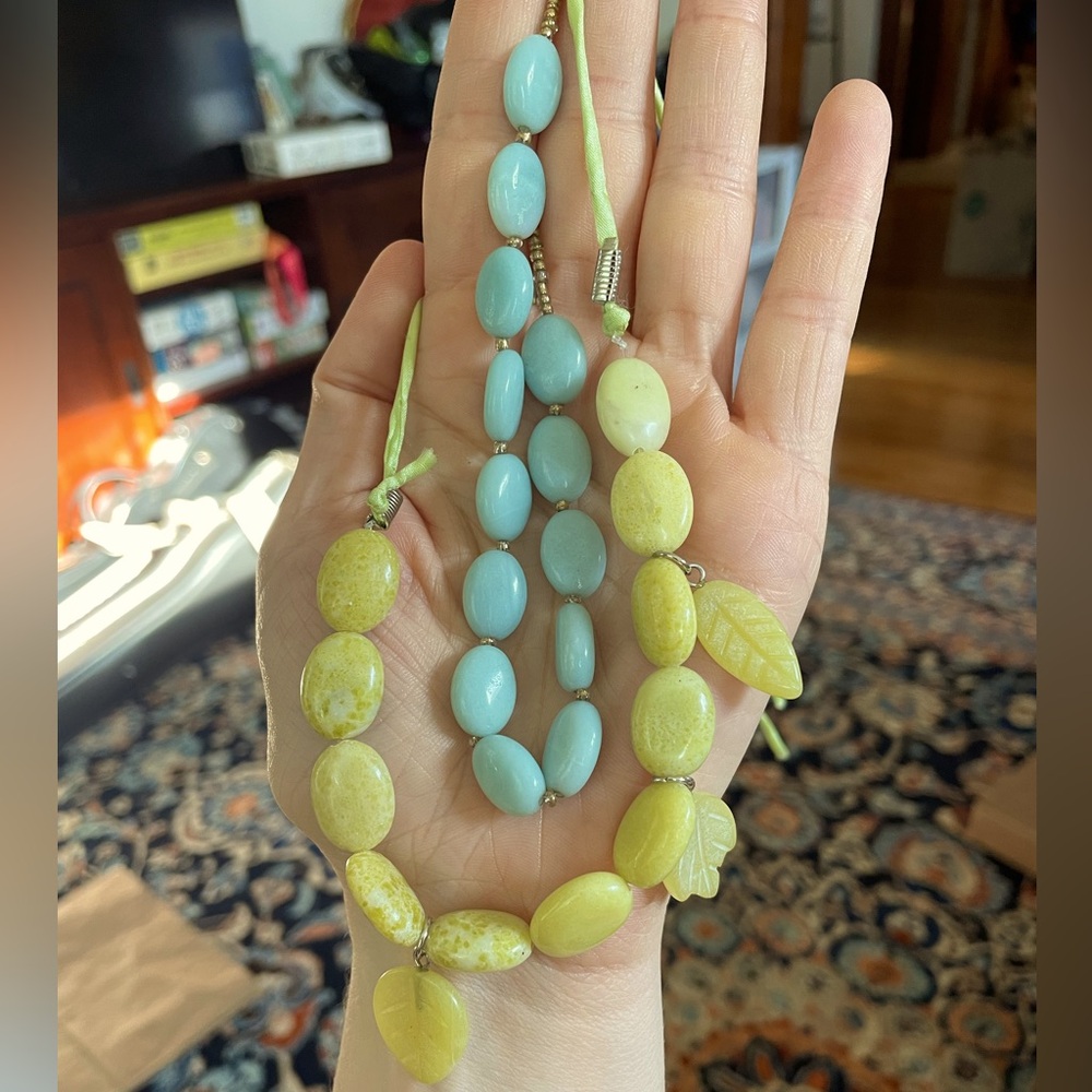 Larimar and Yellow Jade Beads